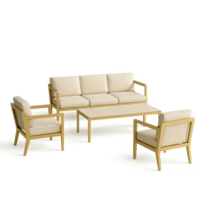 Salon de jardin en aluminium avec coussins beige