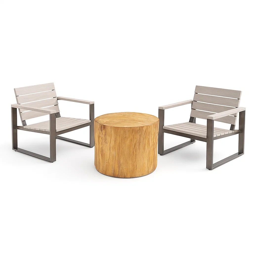 Salon de jardin en aluminium et bois de teck