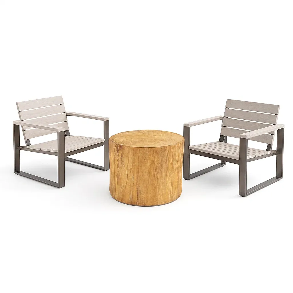 Salon de jardin en aluminium et bois de teck