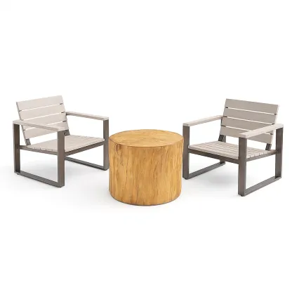 Salon de jardin en aluminium et bois de teck