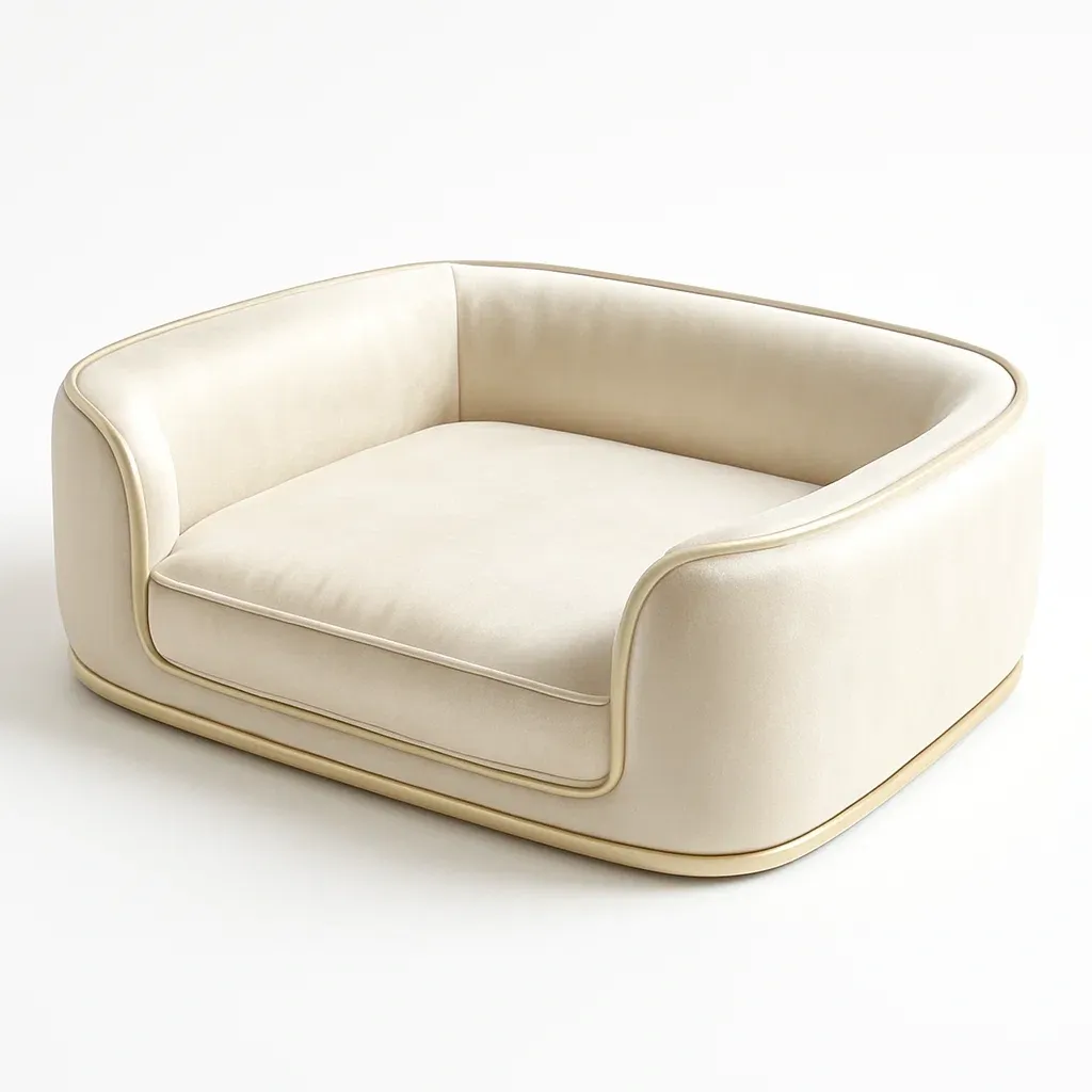 Lit pour chien en cuir synthétique beige