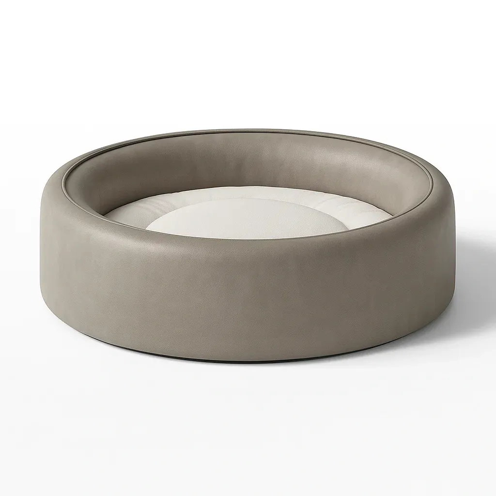 Lit pour chien en cuir synthétique marron beige