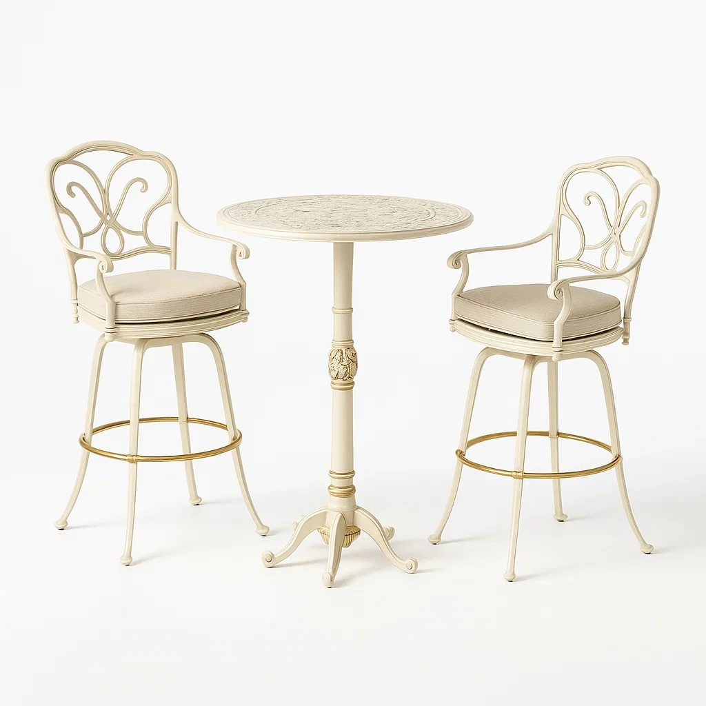 Ensemble de bar Meubles de bistrot en métal et tissu beige