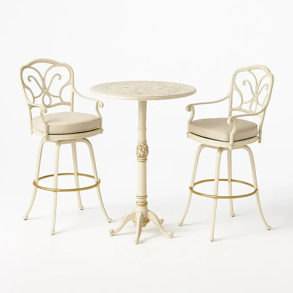 Ensemble de bar Meubles de bistrot en métal et tissu beige