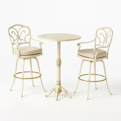 Ensemble de bar Meubles de bistrot en métal et tissu beige