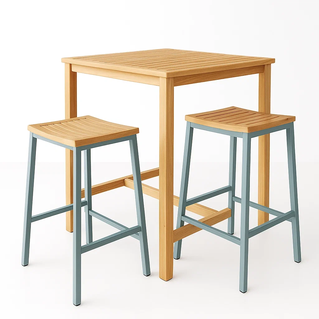 Ensemble de bar Table et tabourets en bois et métal