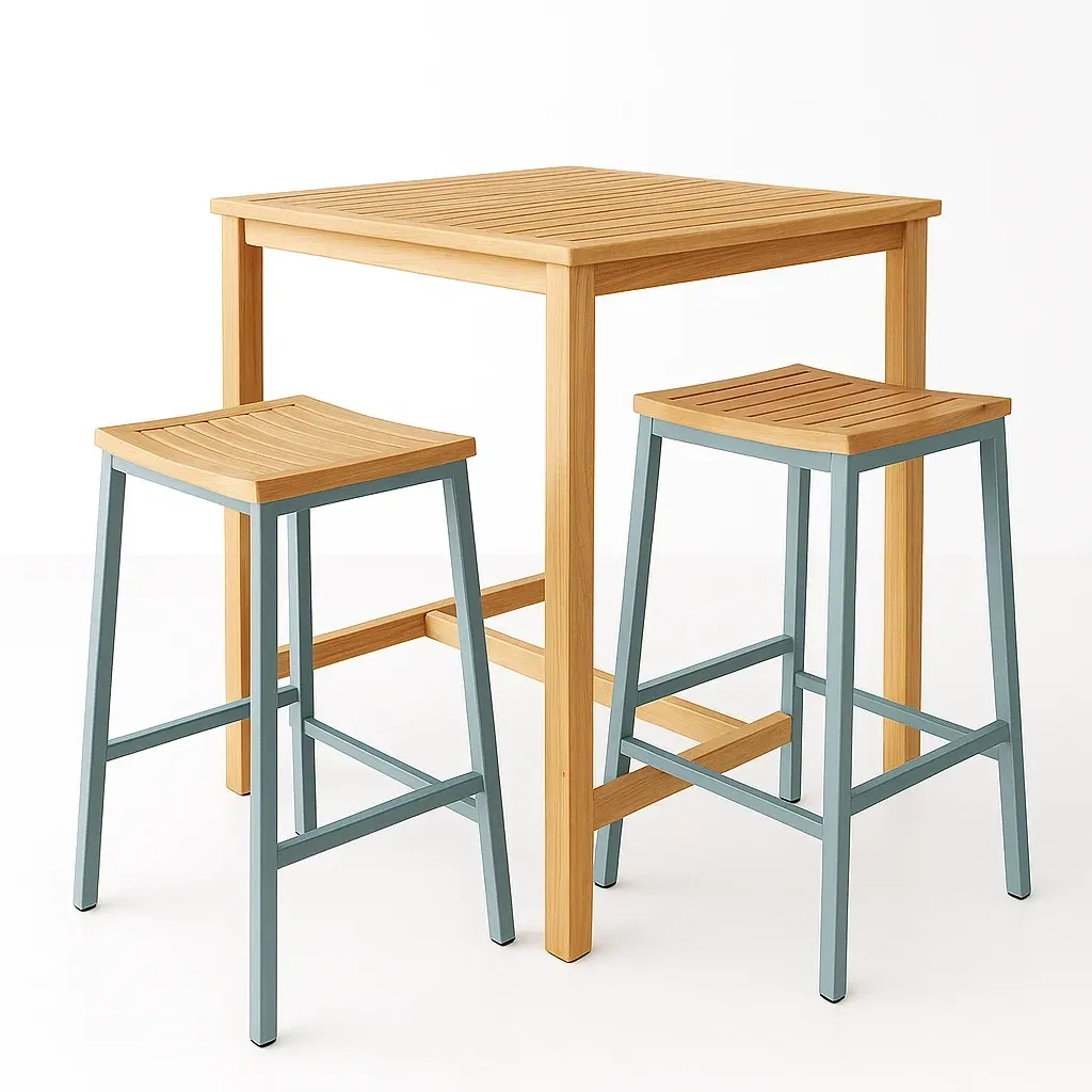 Ensemble de bar Table et tabourets en bois et métal