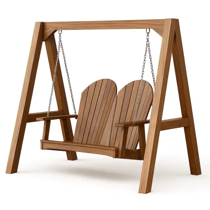 Balançoire de terrasse en bois avec chaînes en acier