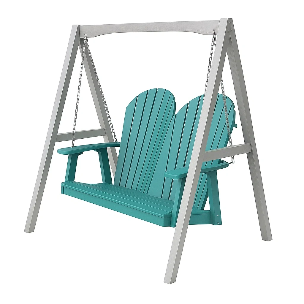 Balançoire de terrasse en bois composite et métal vert