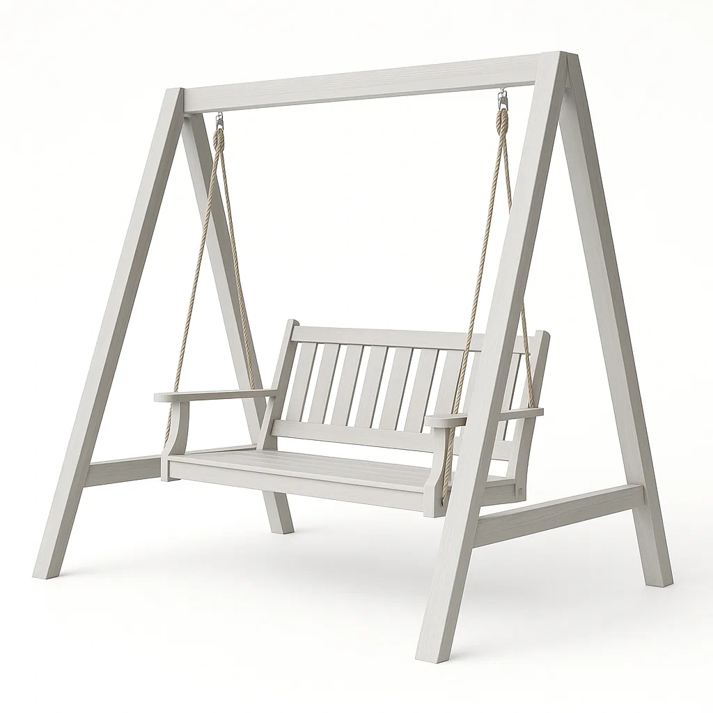 Balançoire de terrasse en bois avec corde de suspension 150 × 60 × 180 cm