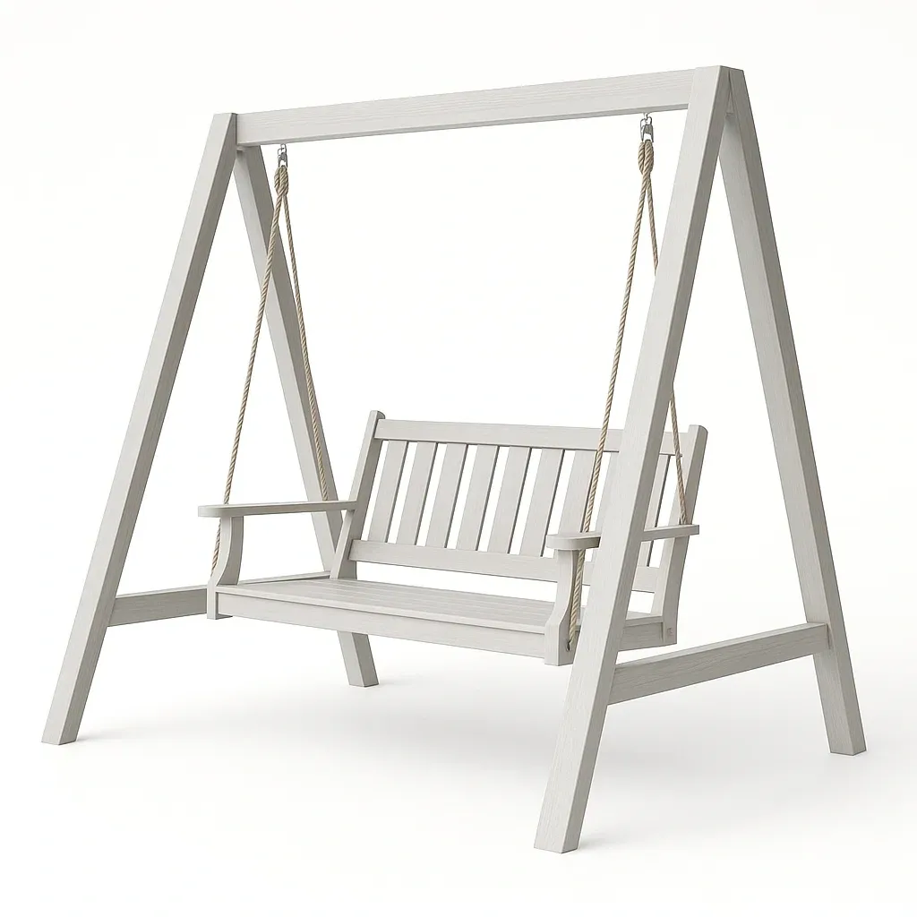 Balançoire de terrasse en bois avec corde de suspension 150 × 60 × 180 cm