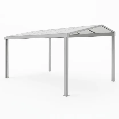 Carport en aluminium et polycarbonate gris 500 × 300 × 240 cm