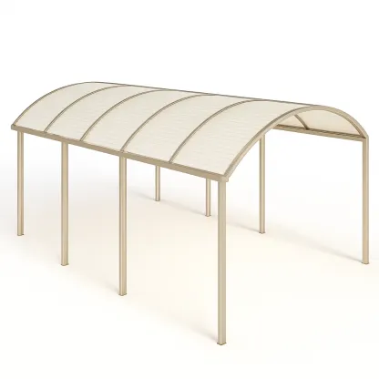 Carport en aluminium et polycarbonate beige 600 × 300 × 240 cm