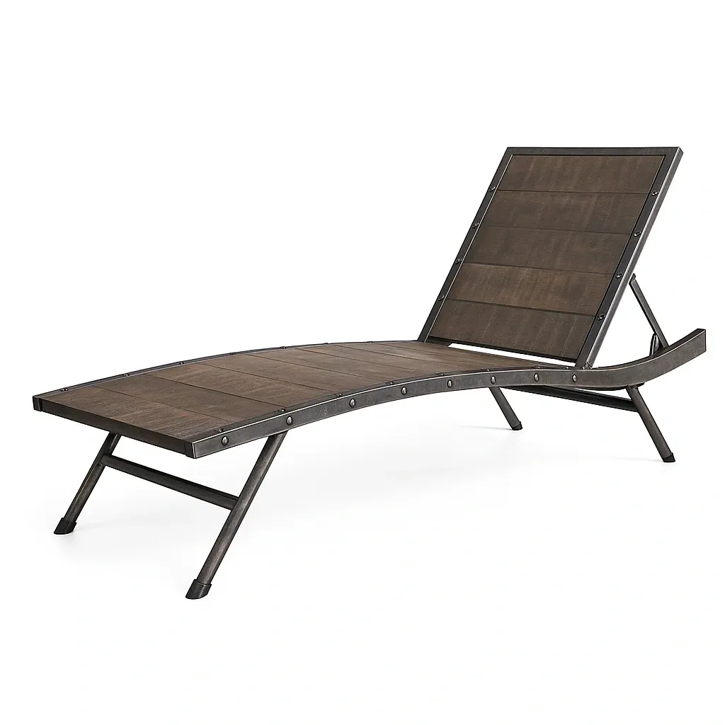 Chaise longue de jardin en aluminium et bois réglable brun