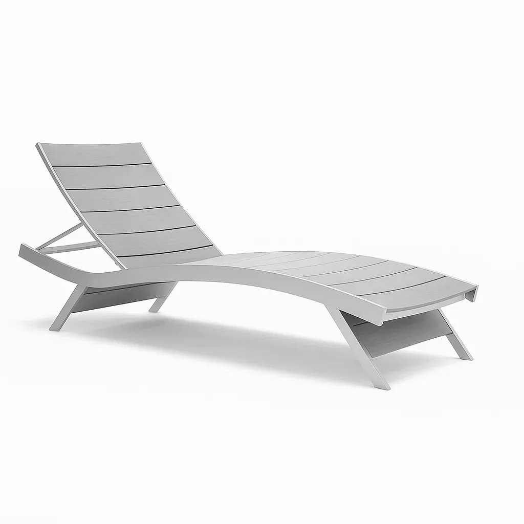 Chaise longue de jardin en aluminium gris réglable