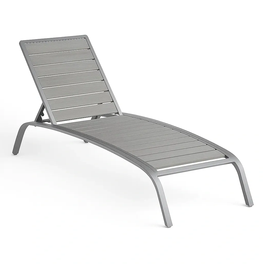 Chaise longue de jardin en aluminium gris
