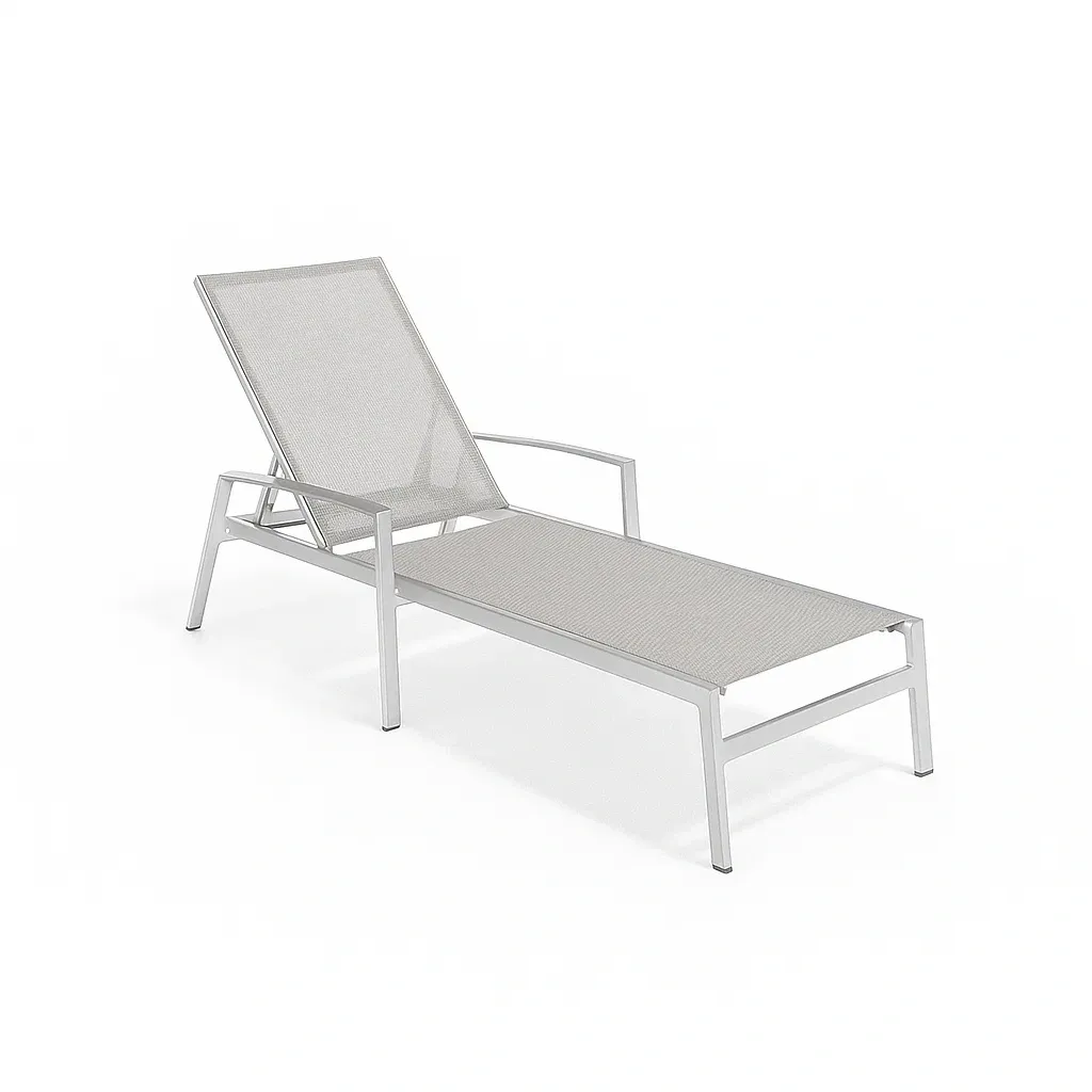 Chaise longue de jardin en aluminium et textilène gris