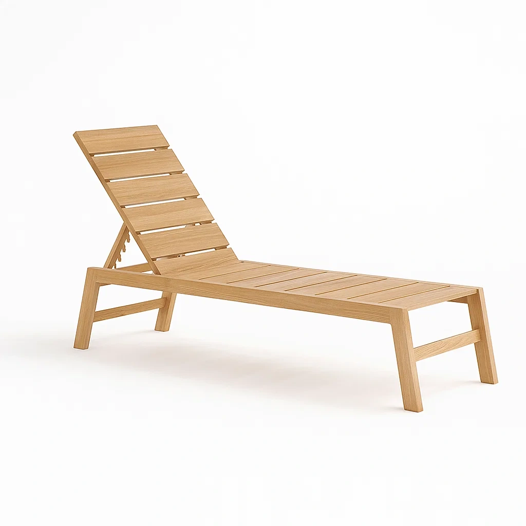 Chaise longue de jardin en bois de teck réglable