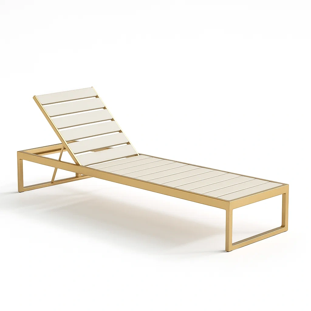 Chaise longue de jardin en aluminium blanc et doré