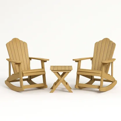Ensemble de chaises Adirondack en bois composite avec 2 chaises à bascule et table