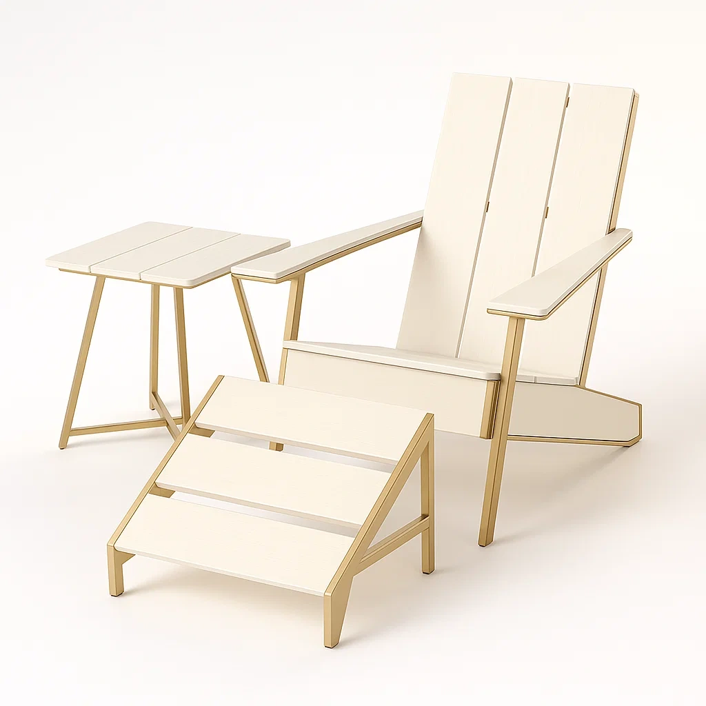Ensemble de chaises Adirondack en métal et bois composite crème