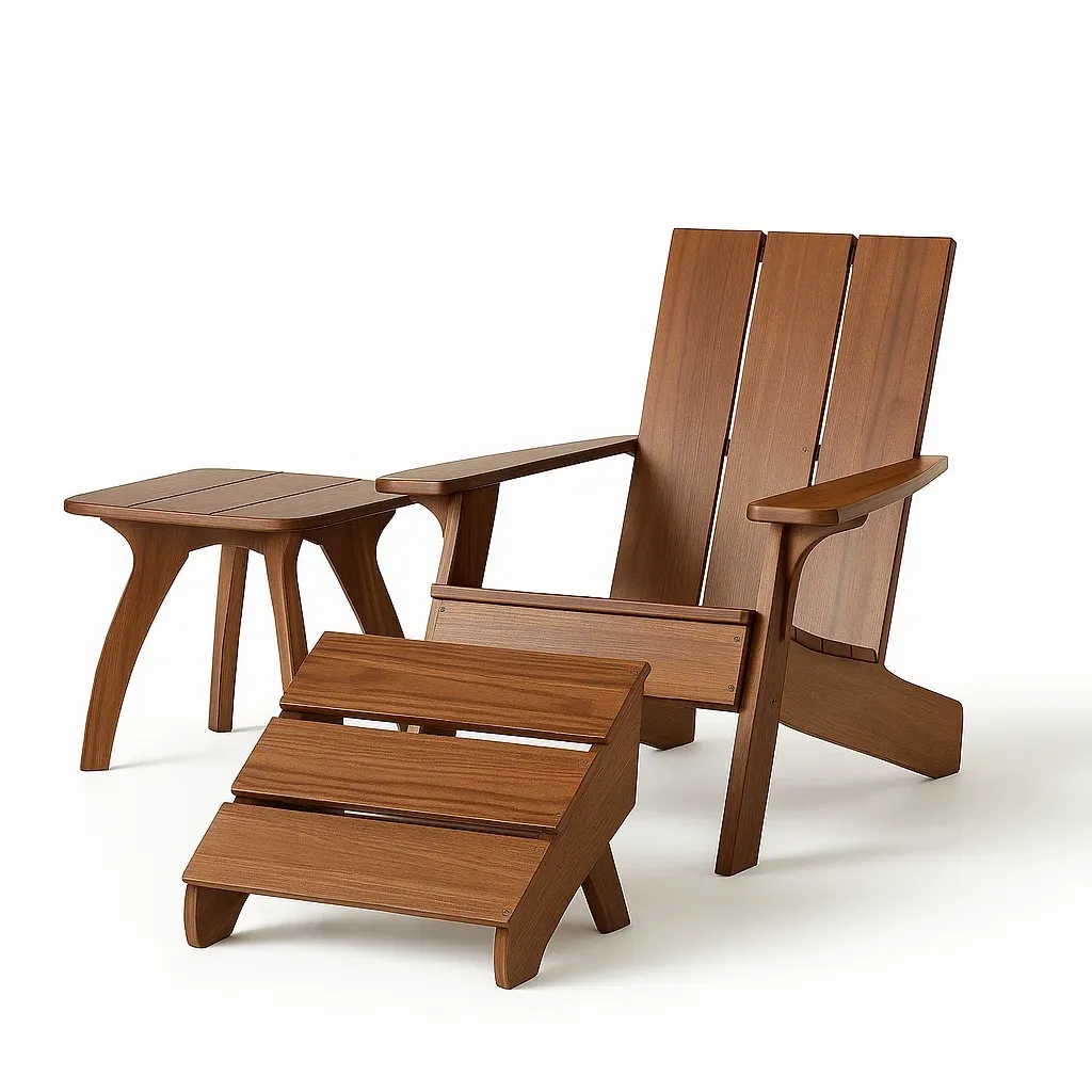 Ensemble de chaises Adirondack en bois avec chaise table et repose-pieds