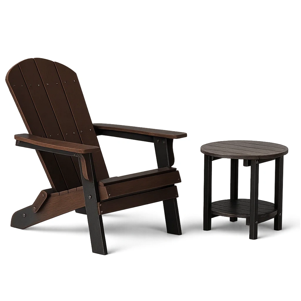 Ensemble de chaises Adirondack en bois composite avec fauteuil et table d’appoint