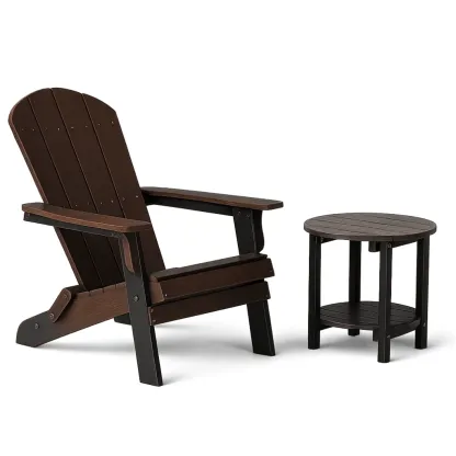Ensemble de chaises Adirondack en bois composite avec fauteuil et table d’appoint