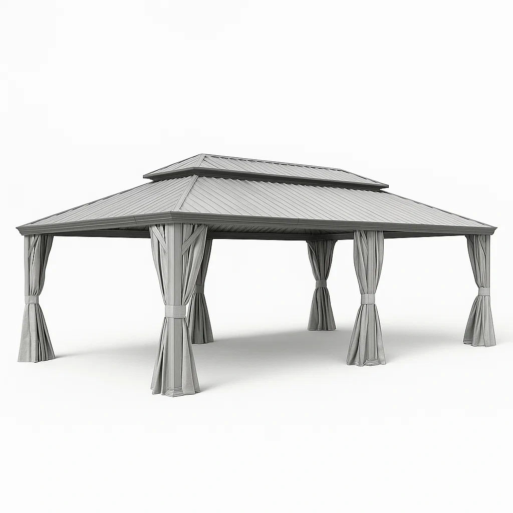 Pavillon de jardin métallique gris