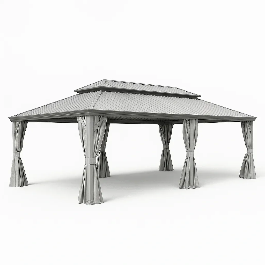 Pavillon de jardin métallique gris