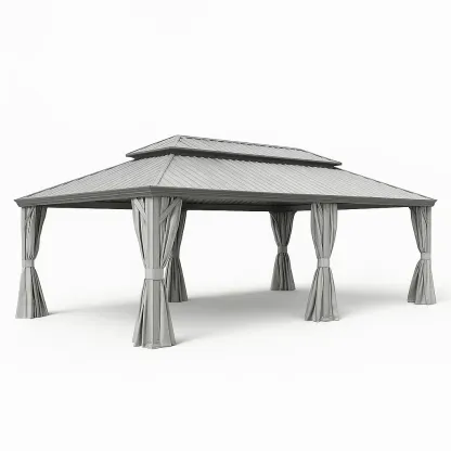 Pavillon de jardin métallique gris