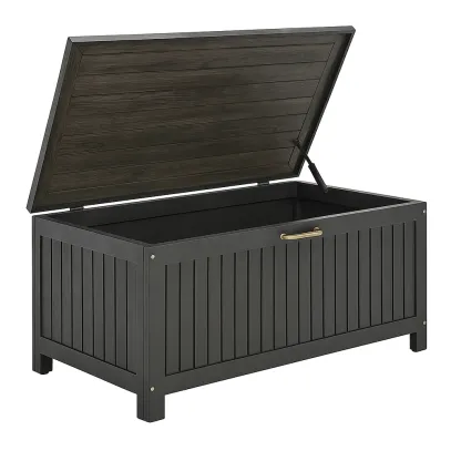 Coffre de rangement en bois anthracite 120 × 56 × 65 cm