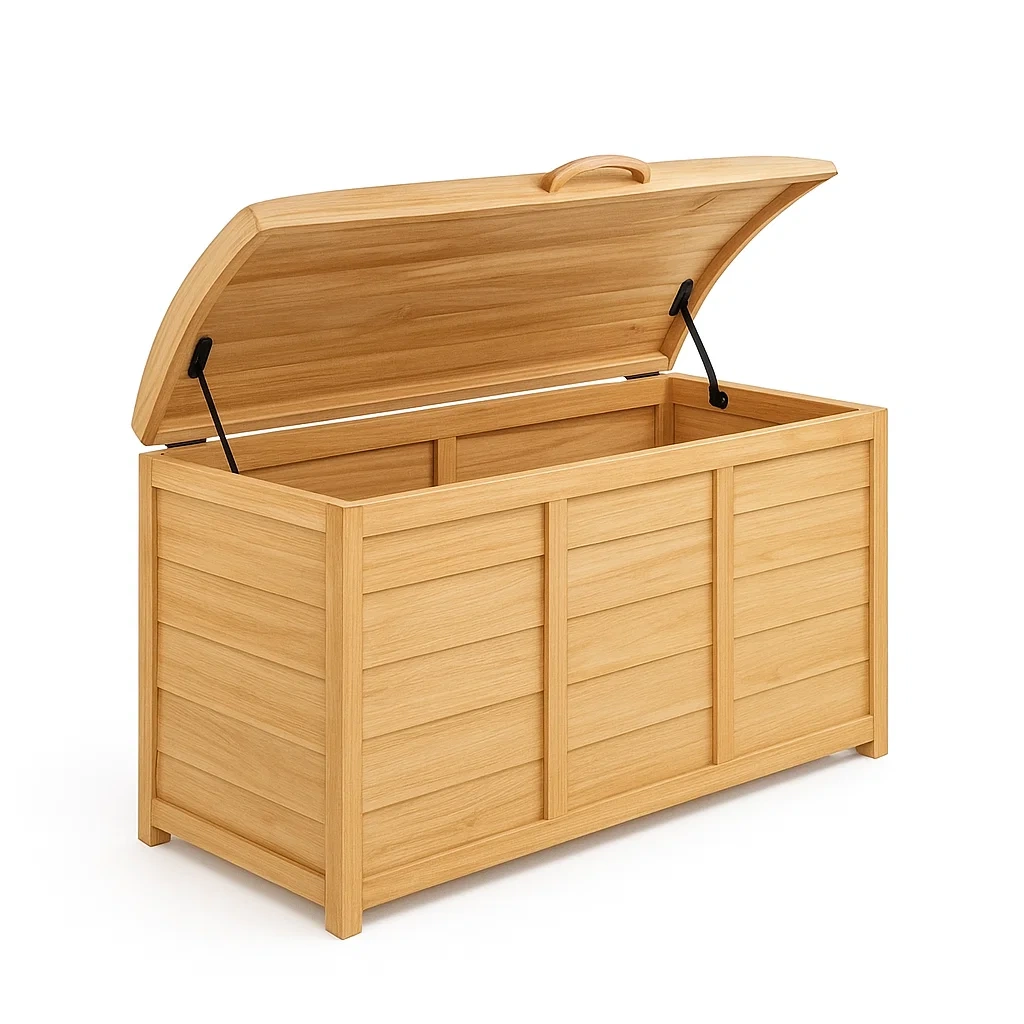 Coffre de rangement en chêne massif 120 × 50 × 60 cm