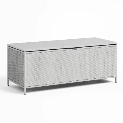 Coffre de rangement en aluminium et résine tressée gris 150 × 60 × 60 cm