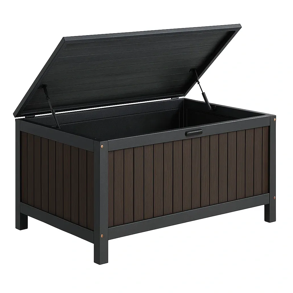 Coffre de rangement en bois et métal marron 117 × 54 × 45 cm