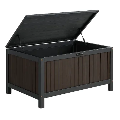 Coffre de rangement en bois et métal marron 117 × 54 × 45 cm