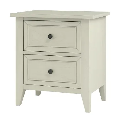 Table de chevet en bois blanc avec deux tiroirs 60 × 40 × 70 cm