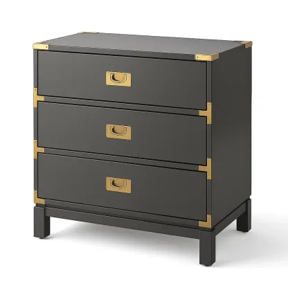 Commode à tiroirs Commode en MDF avec Décorations en Métal et Trois Tiroirs