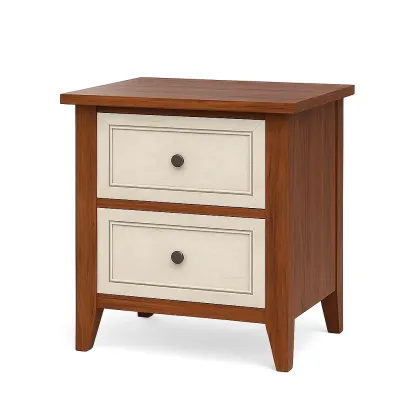 Table de chevet en bois avec deux tiroirs
