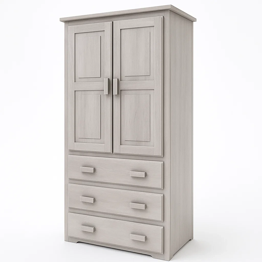Armoire en bois avec 2 portes et 3 tiroirs 90 × 45 × 180 cm gris