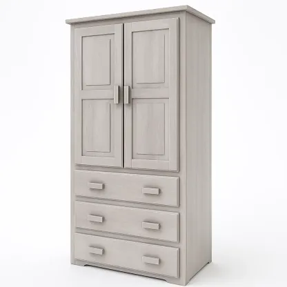Armoire en bois avec 2 portes et 3 tiroirs 90 × 45 × 180 cm gris