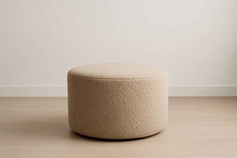Pouf Rond Tissu Polyester Beige