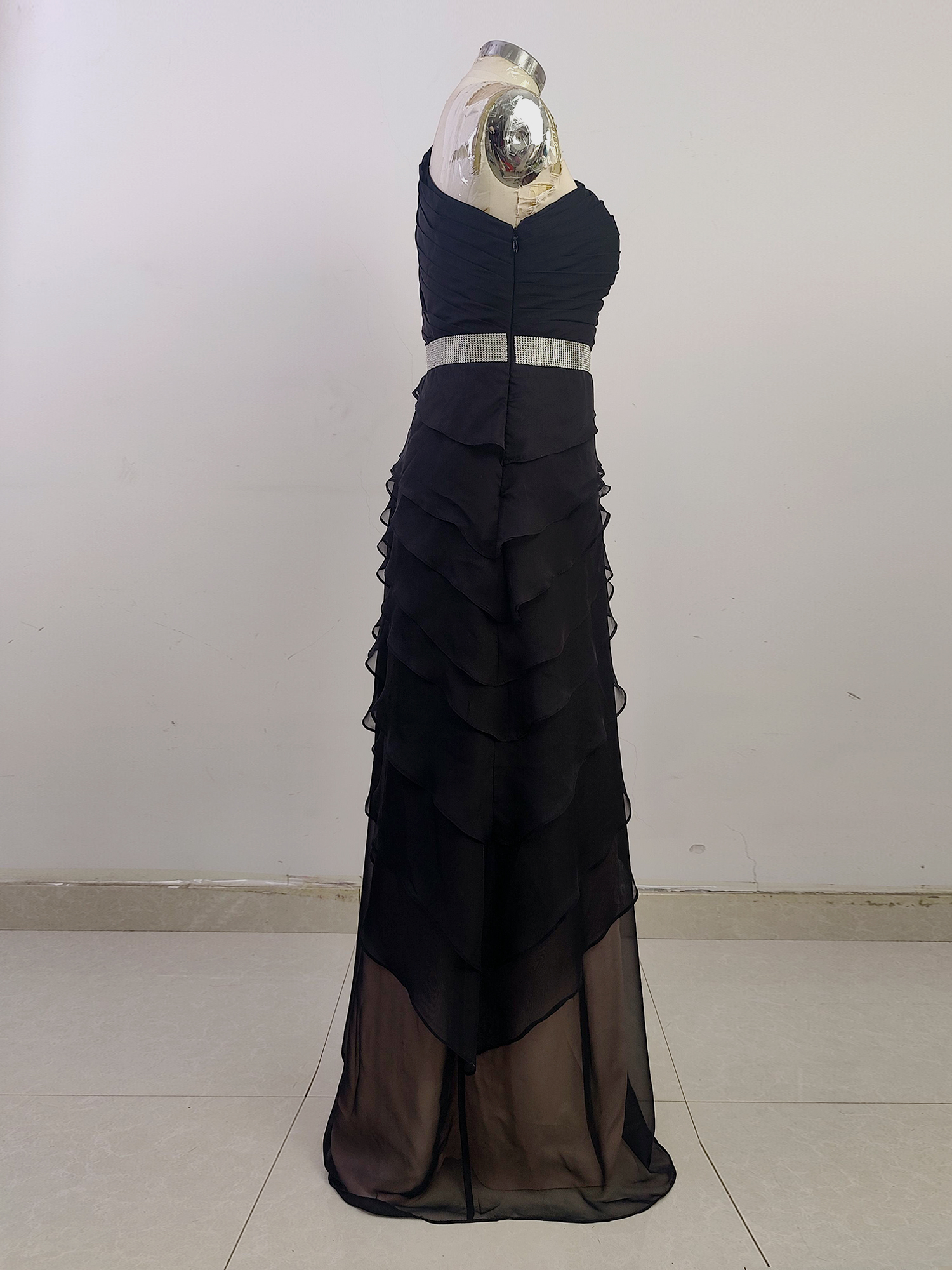 One Shoulder Tiered Formal Dress with Ruffle A Line Prom Party Dress