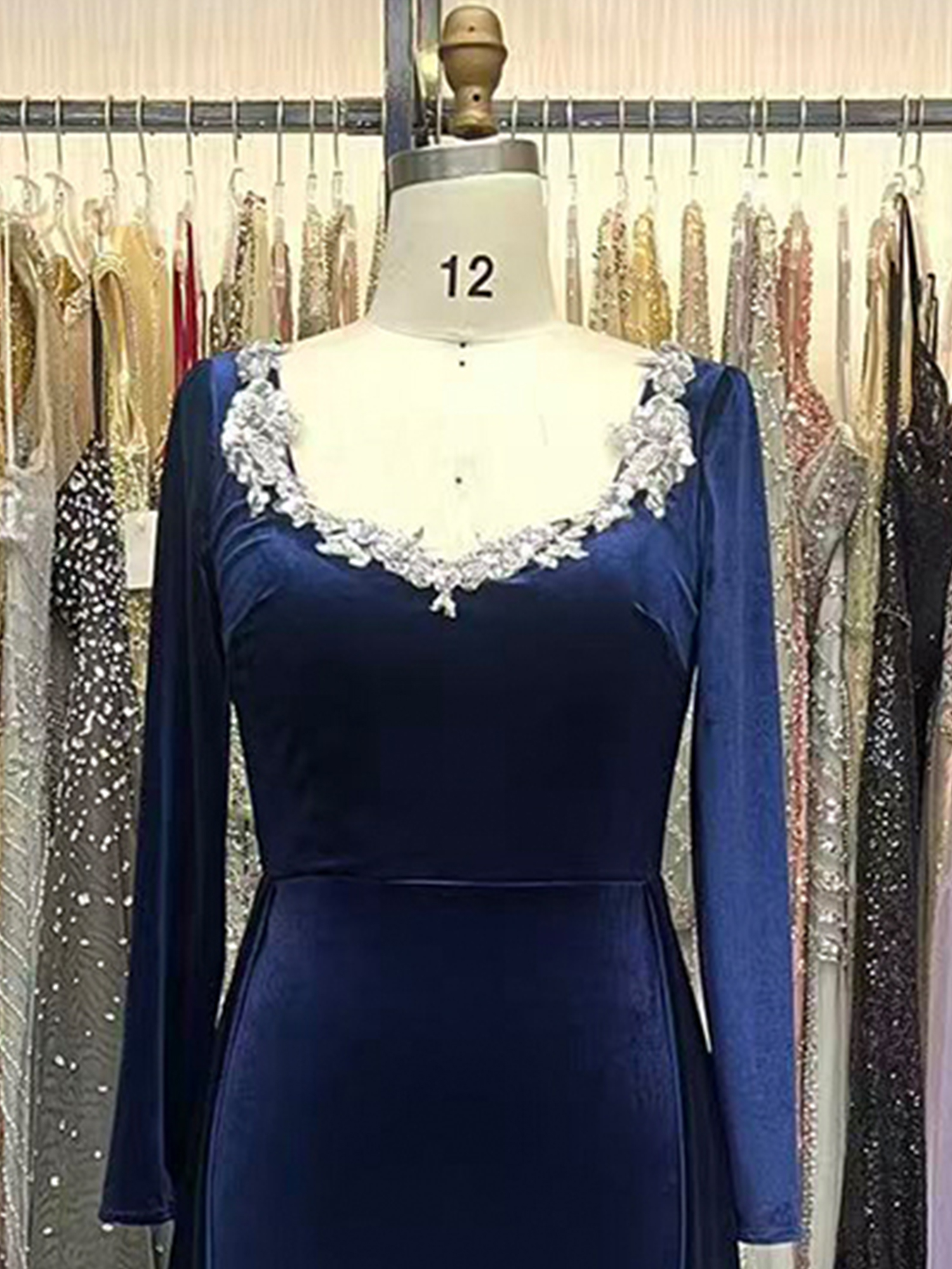 Long Sleeves Velvet Formal Dresses for Women V Neck Mother of the Groom Dress