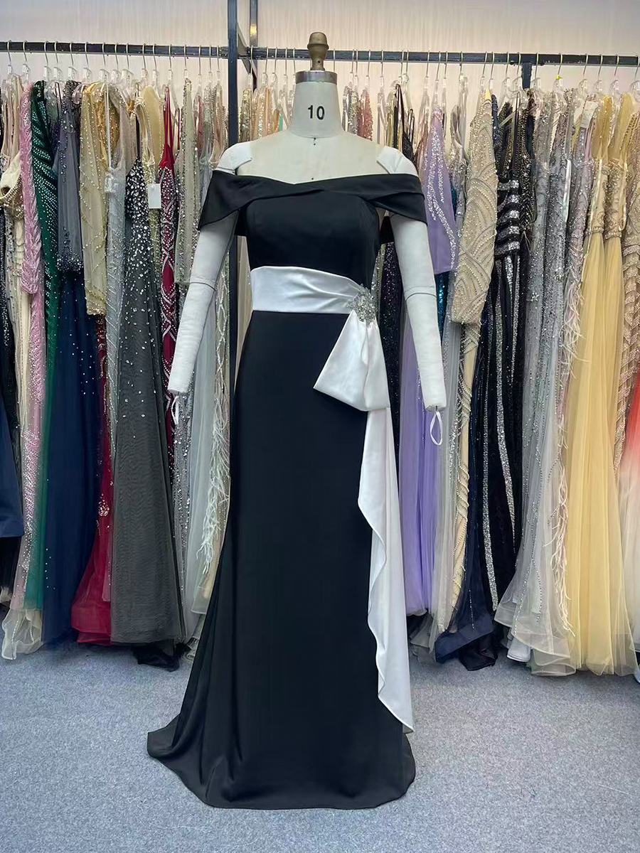 Off the Shoulder Formal Dress with Belt Mermaid Evening Party Dress