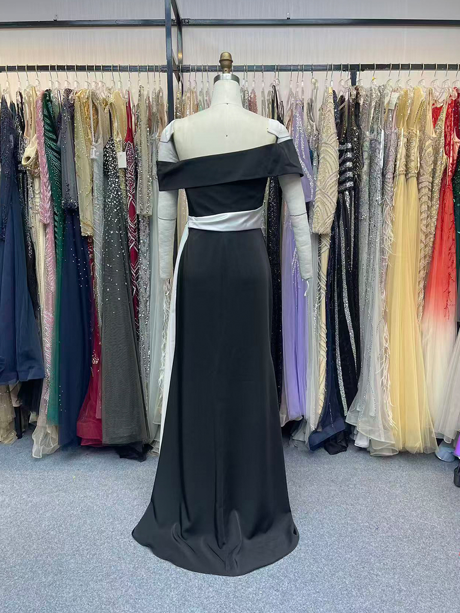 Off the Shoulder Formal Dress with Belt Mermaid Evening Party Dress