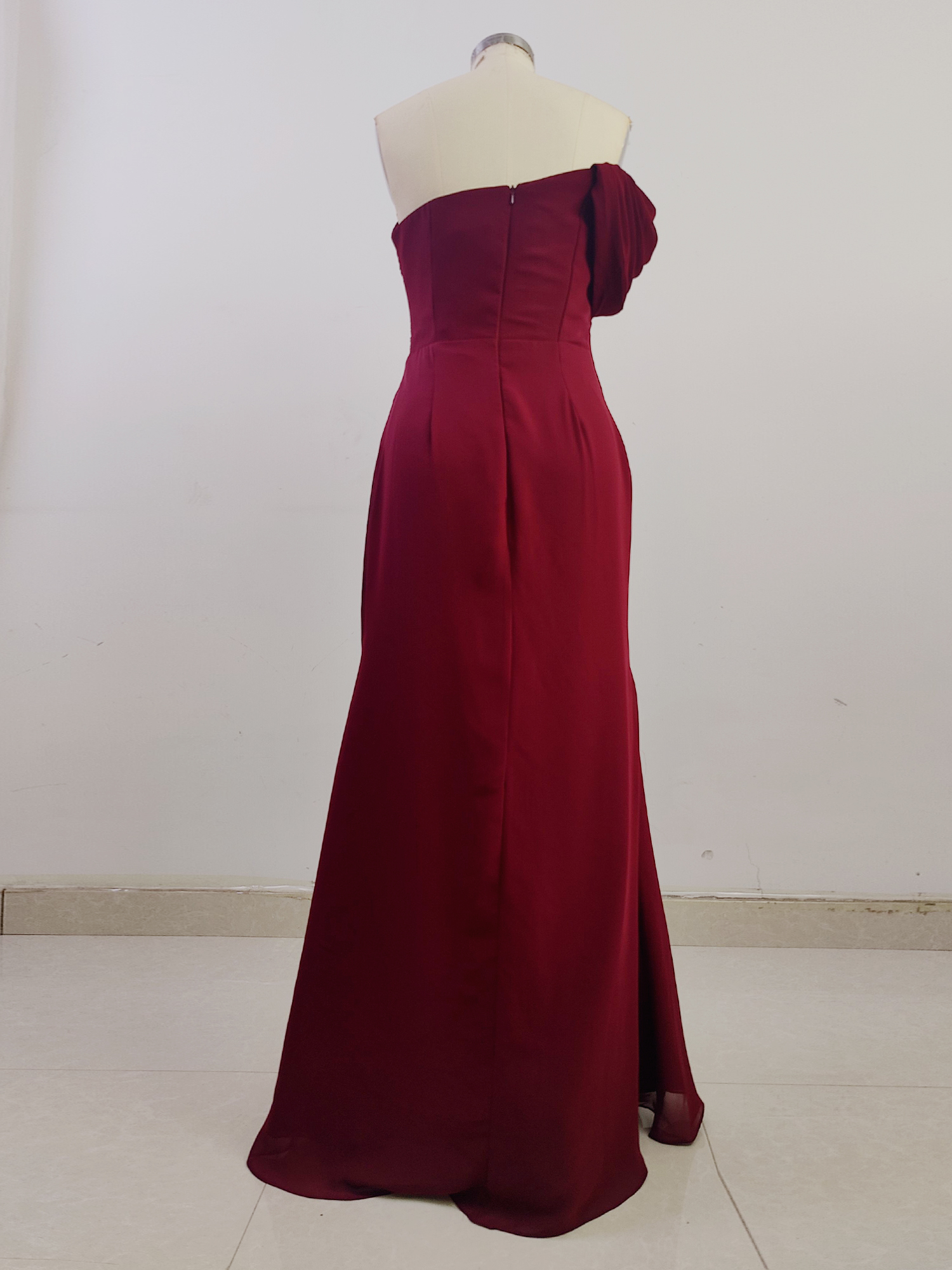 One Shoulder Pleat Chiffon Formal Dresses for Women A Line Evening Party Dress