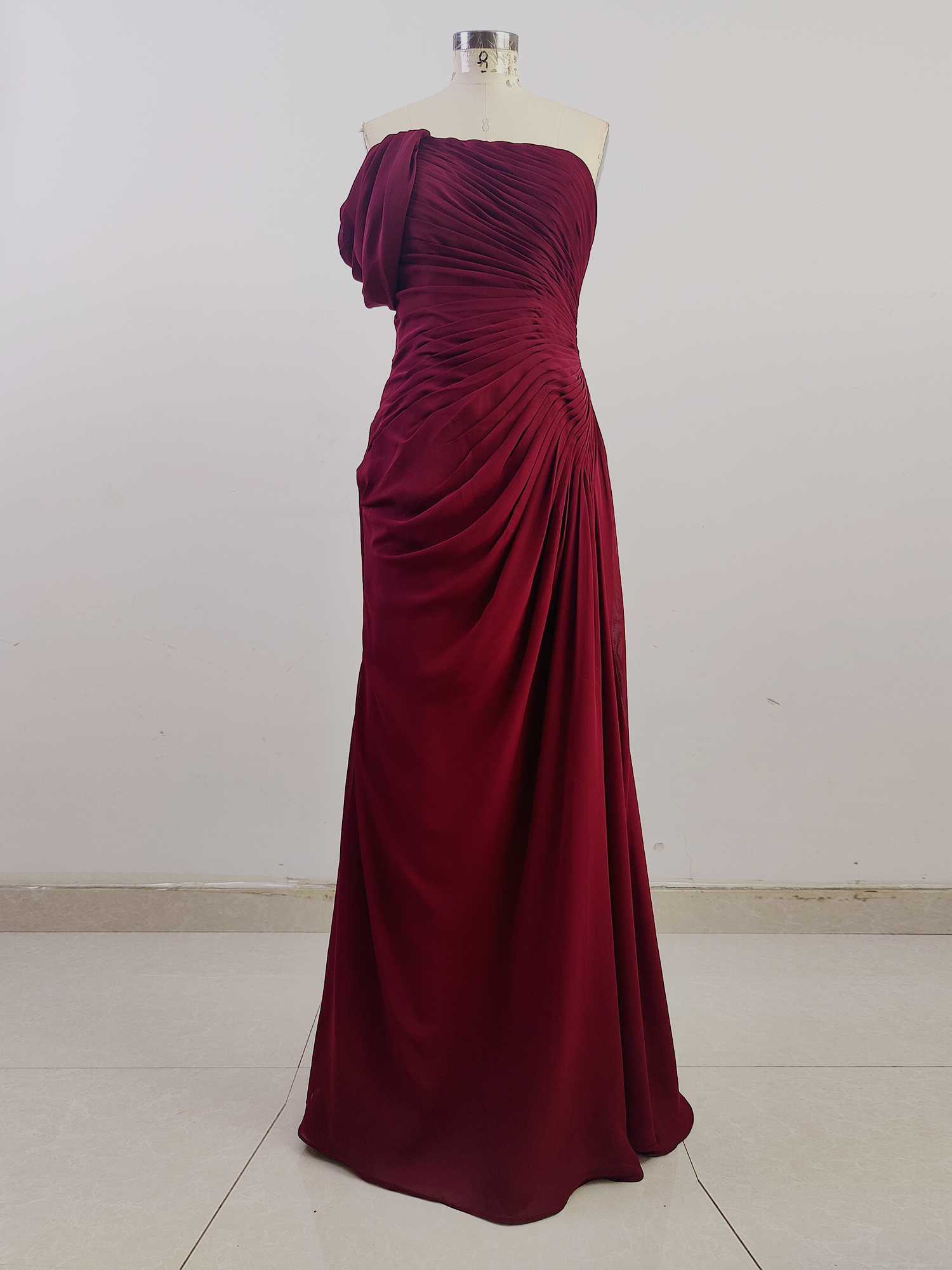 One Shoulder Pleat Chiffon Formal Dresses for Women A Line Evening Party Dress