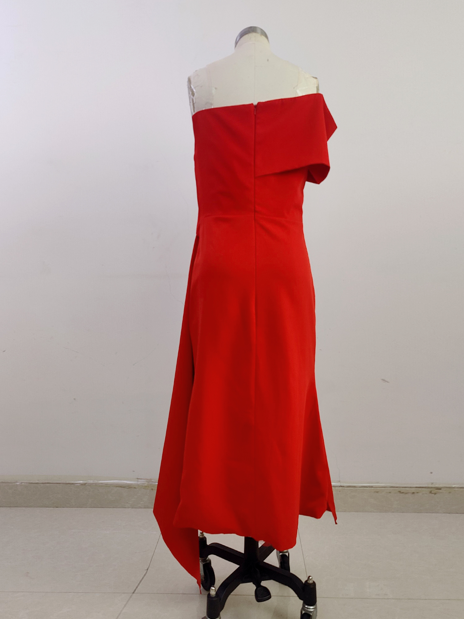 One Shoulder Formal Dresses Tea Length A Line Strapless Evening Cocktail Dress