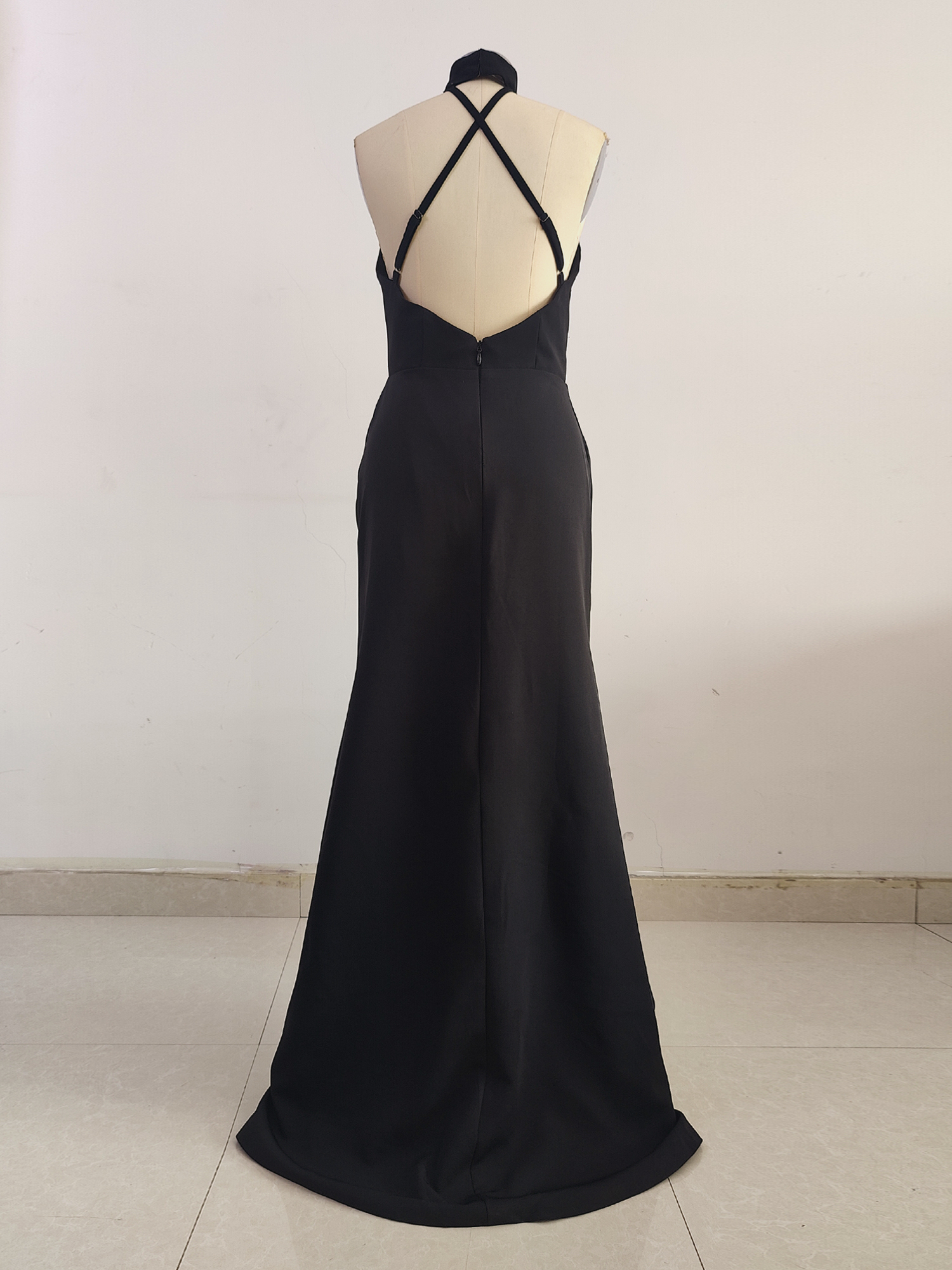 Halter Neck Formal Dresses for Women Side Slit Hollowed Evening Dress